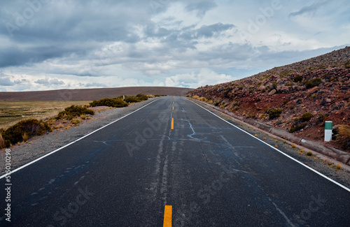 Asphalt road in the Andes.