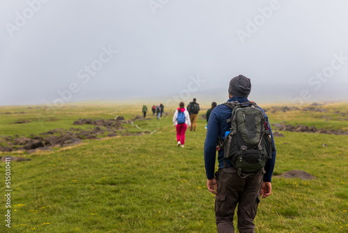 Hikers group traveling in the mountain