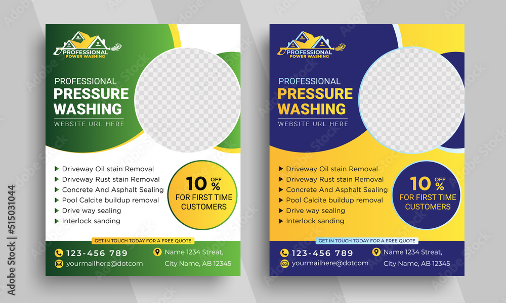 advertising Pressure Washing and Power Washing Flyer Template, window