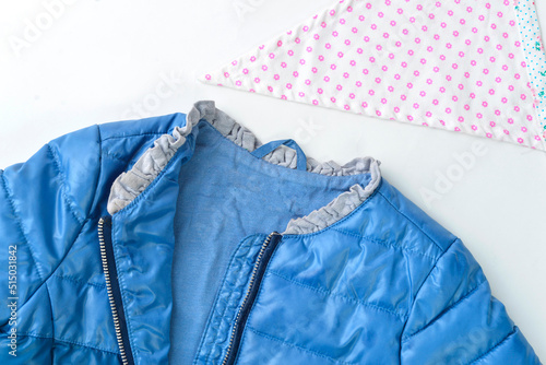 BLUE GIRLS JACKET WITH PINK ACCESSORY