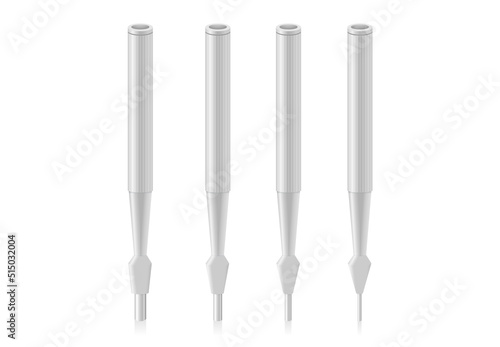 Biopsy punches tool. Circular scalpel. Medical equipment for surgical with different sizes. Sterile biopsy dermal punch for piercing skin to diagnose cells.