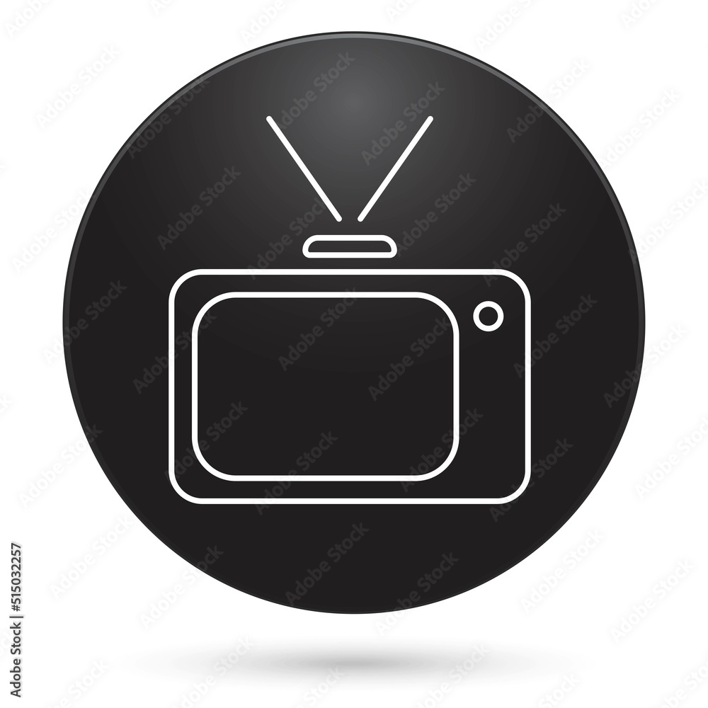 tv icon, black circle button, vector illustration. tv icon, black circle button, vector illustration.