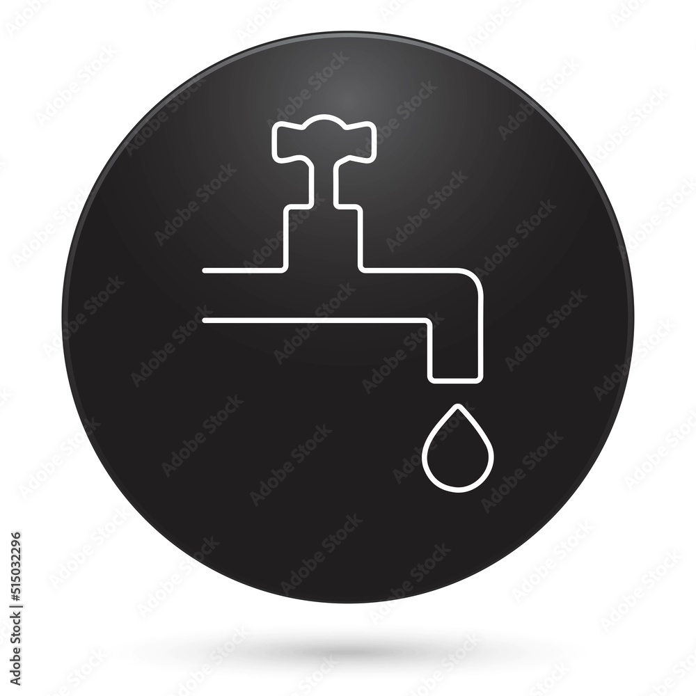 water faucet icon, black circle button, vector illustration. water faucet icon, black circle button, vector illustration.