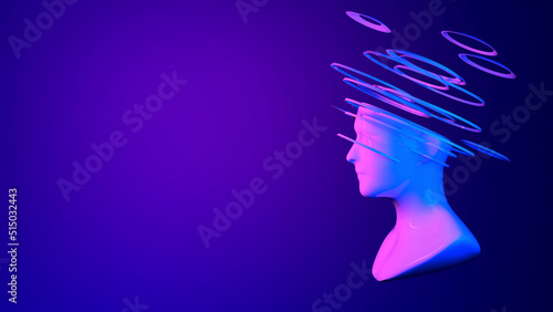 Fotografie 3d digital abstract human face on a dark background