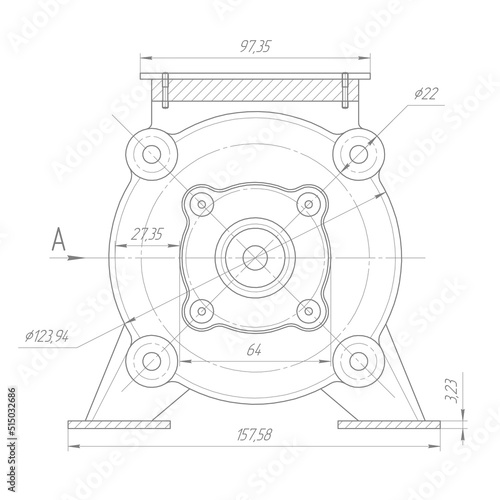 Mechanical Engineering drawing.Technical drawing .Vector illustration . 