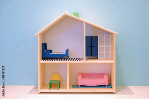 Vászonkép Anatomy of house toy in half cut style , show room design interior inside