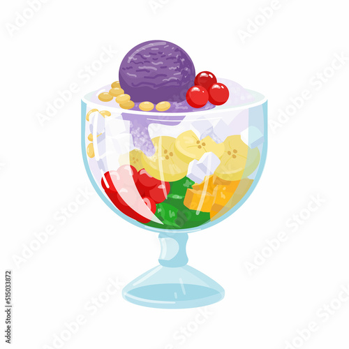 Halo-Halo is a very tasty dessert in the Philippines. Isolated illustration on a white background. Vector illustration. photo