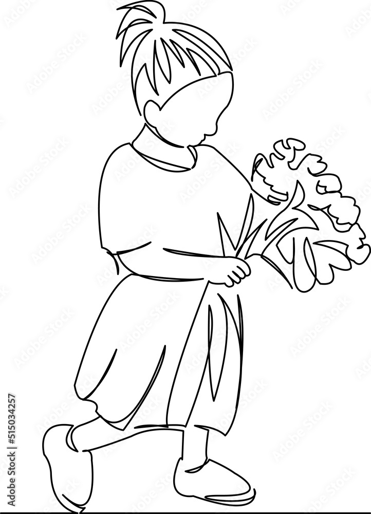 girl with a bouquet of flowers girl with a bouquet of flowers