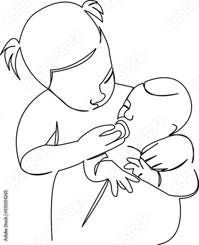 little girl holding her newborn brother in her arms