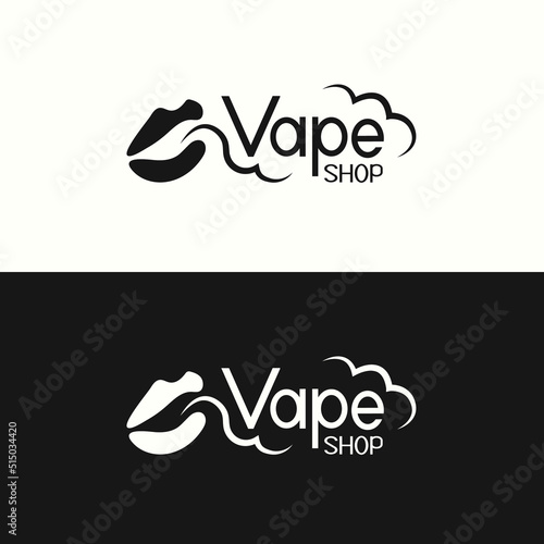 Vape shop  minimalis logo. vaporizer smoke cloud. LIP