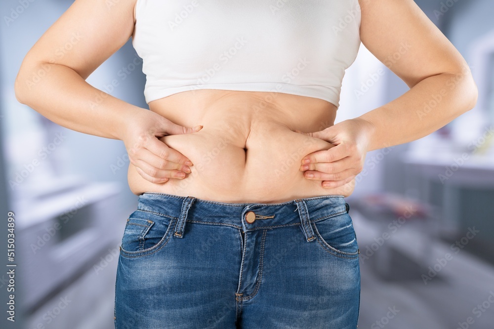 Premium Photo  Cropped of overweight woman holding tummy flabs