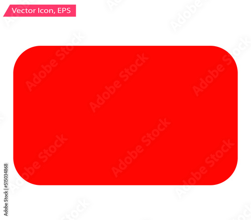 Rectangle Icon Red | Rounded Rectangles | Button Sign | Isolated | Variations