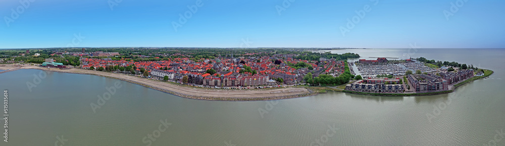 Aerial panorama from the city Hoorn in Noord Holland the Netherlands
