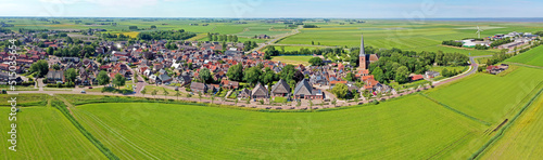 Aerial panorama  from the historical village Holwerd near de Wadden Sea in Friesland the Netherlands photo