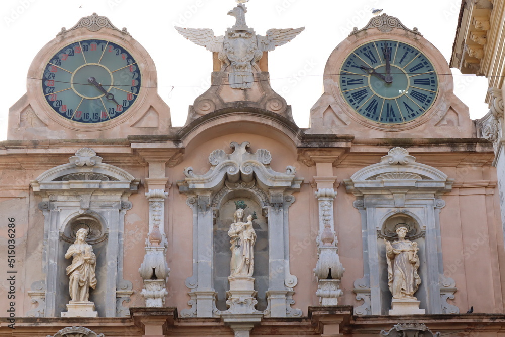 Trapani, Sicily (Italy): detail of Cavarretta Palace (Palazzo Cavarretta)