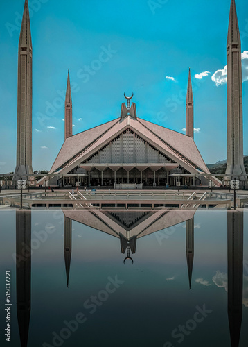 Reflected Shot of Faisal Mosque - Islamabad, Pakistan.
(The Landmark Shah Faisal Mosque) photo