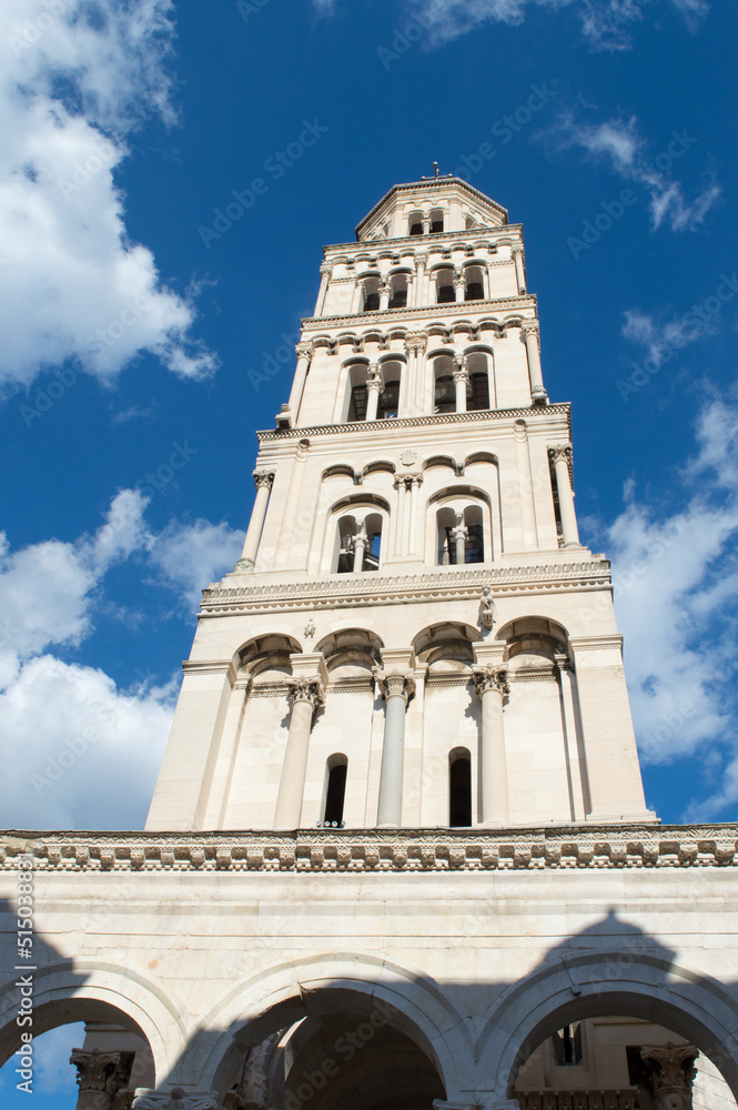 Historic Saint Domnius Bell Tower, symbol of Split in Croatia, famous travel destination