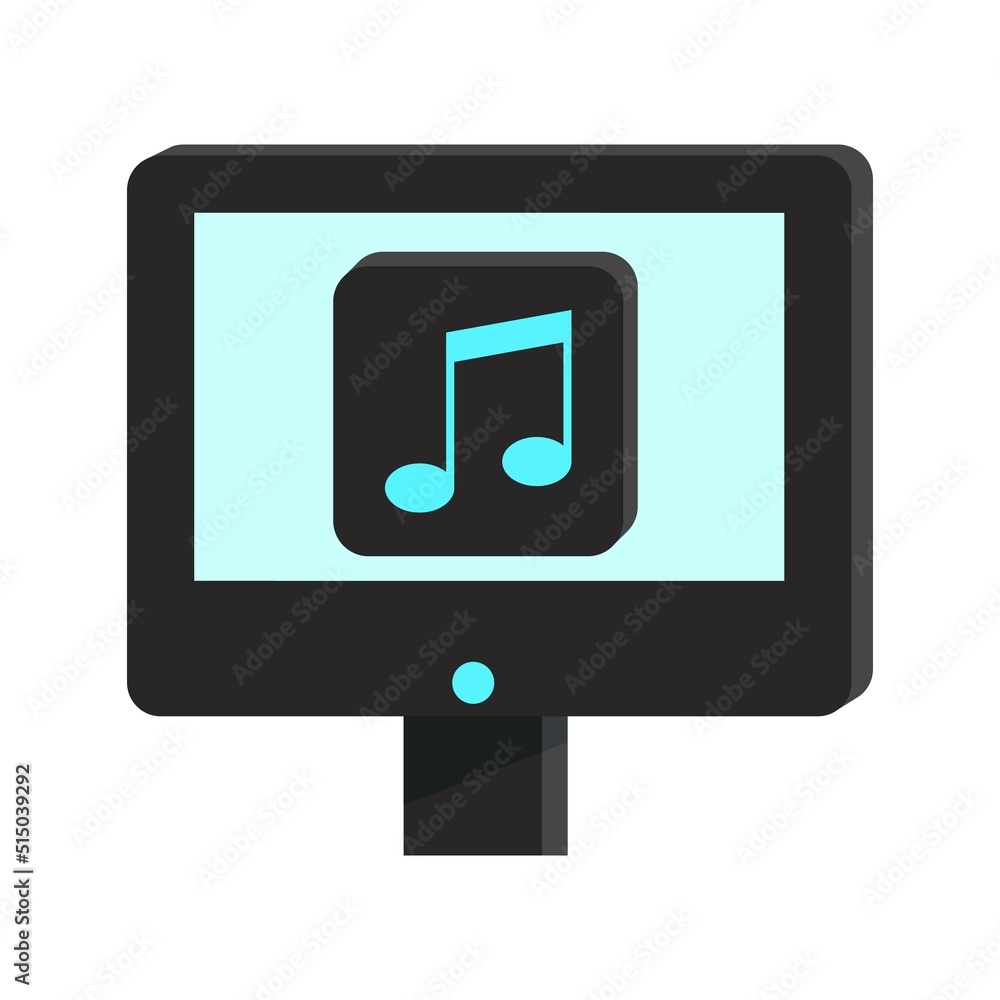 computer icon inside which is a music icon computer icon inside which is a music icon