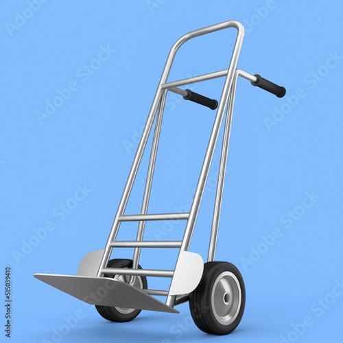 Empty hand truck or dolly for delivery and carrying isolated on blue background