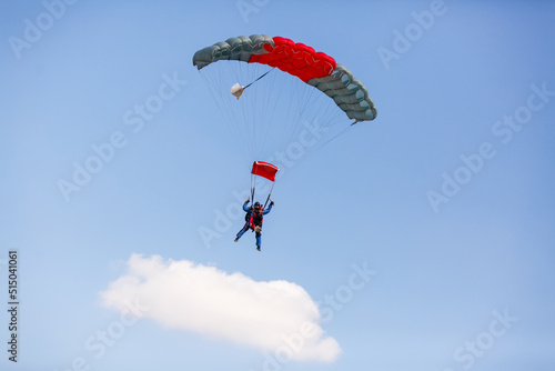 Skydiver flies through the air