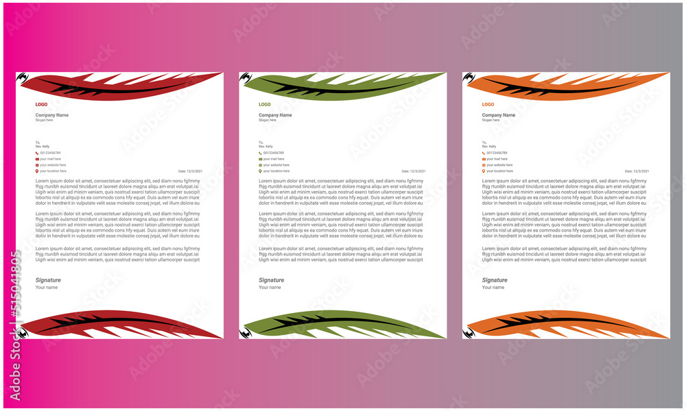 Formal Letterhead Template Design Stock Vector | Adobe Stock