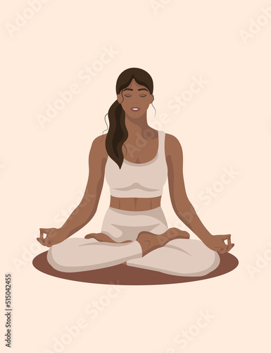 Black woman sitting in yoga lotus pose