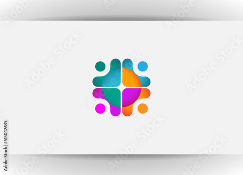 Human social, unity, together, connection, relation logo design template.
