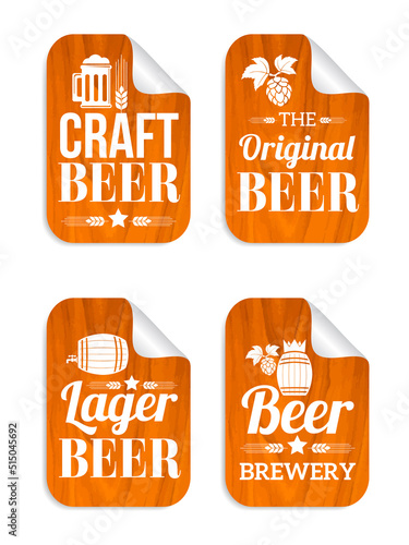 Beer concept design stickers set