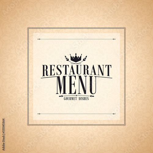 Restaurant vintage menu. Gourmet dishes