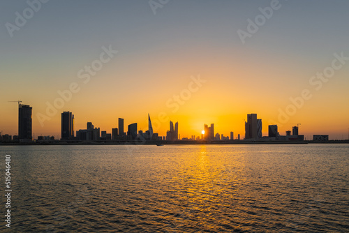 city skyline at sunset  Manama  Bahrain