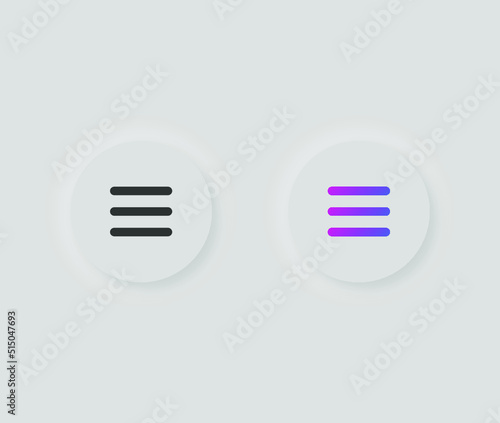 Neumorphic menu bar icon button in solid and gradient color