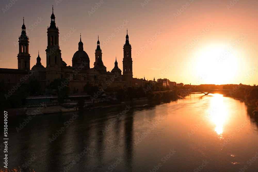 The Cathedral-Basilica of Our Lady of the Pillar and Ebor River at Sunset