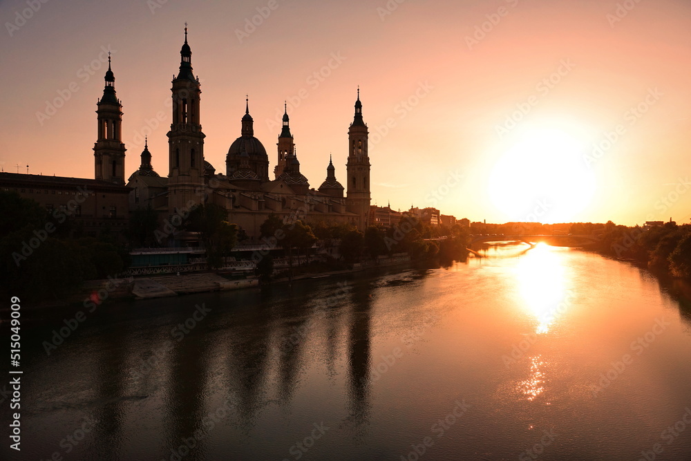 The Cathedral-Basilica of Our Lady of the Pillar and Ebor River at Sunset