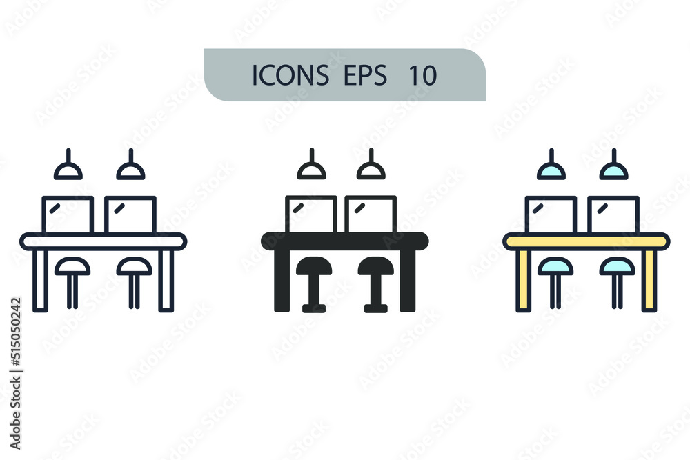 Co working icons  symbol vector elements for infographic web
