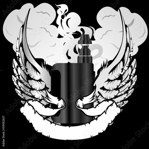 vape winged tattoo logo illustration in vector format