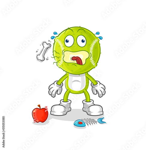 tennis ball burp mascot. cartoon vector