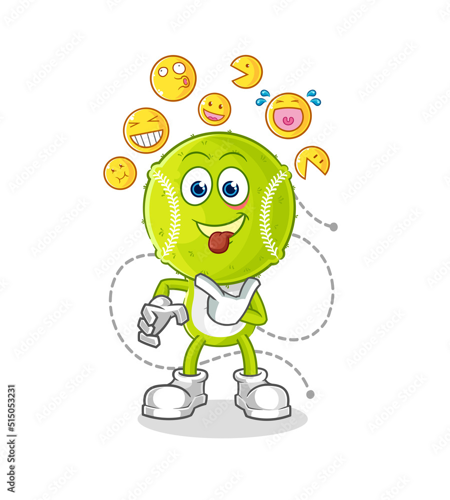 Obraz premium tennis ball laugh and mock character. cartoon mascot vector