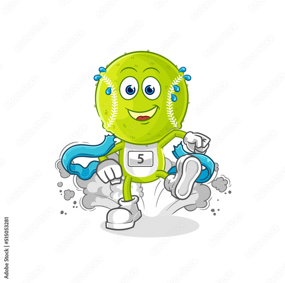 tennis ball runner character. cartoon mascot vector tennis ball runner character. cartoon mascot vector
