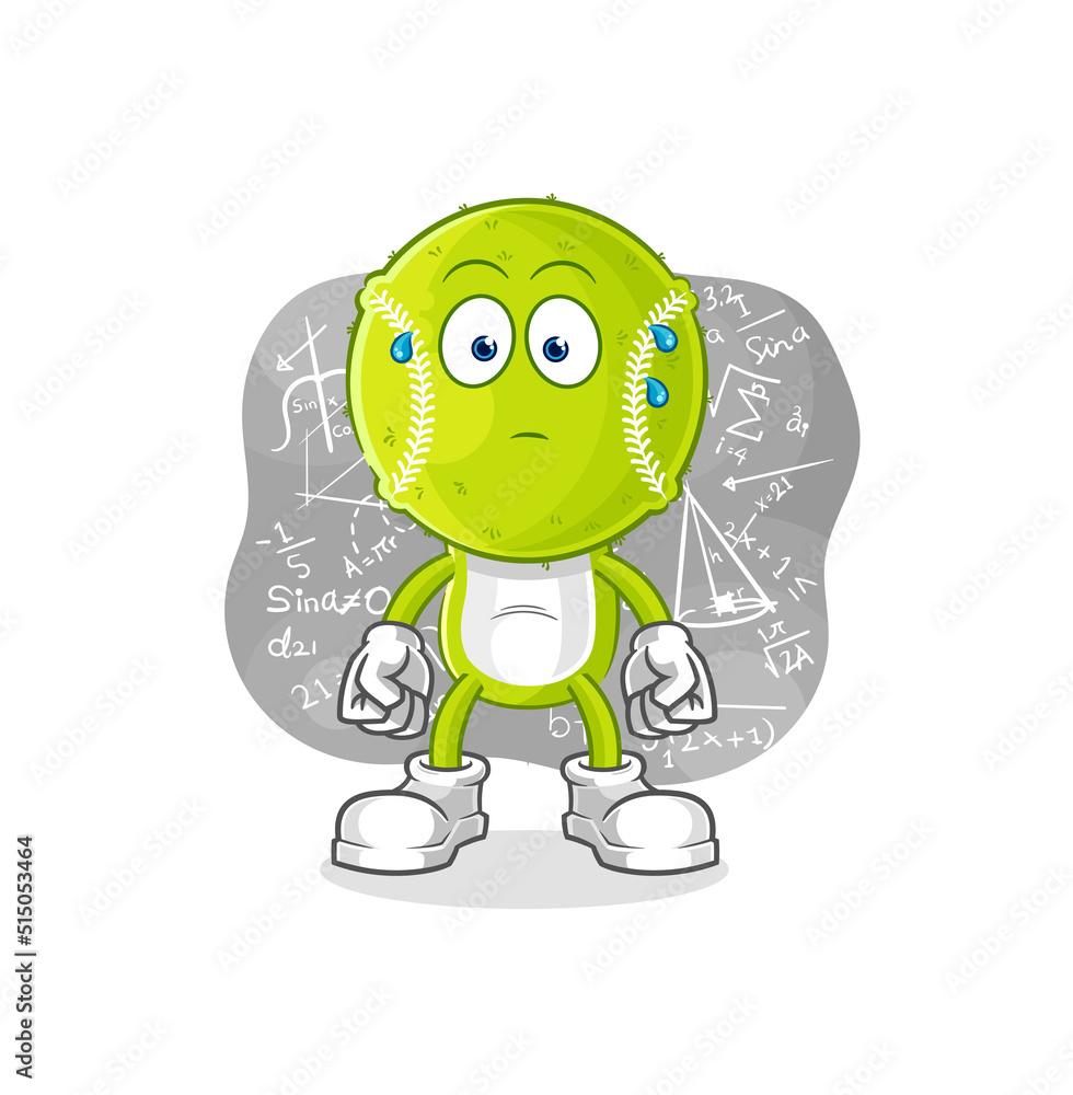 Obraz premium tennis ball thinking hard vector. cartoon character