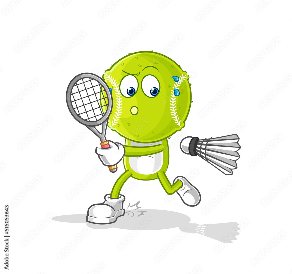 Obraz premium tennis ball playing badminton illustration. character vector
