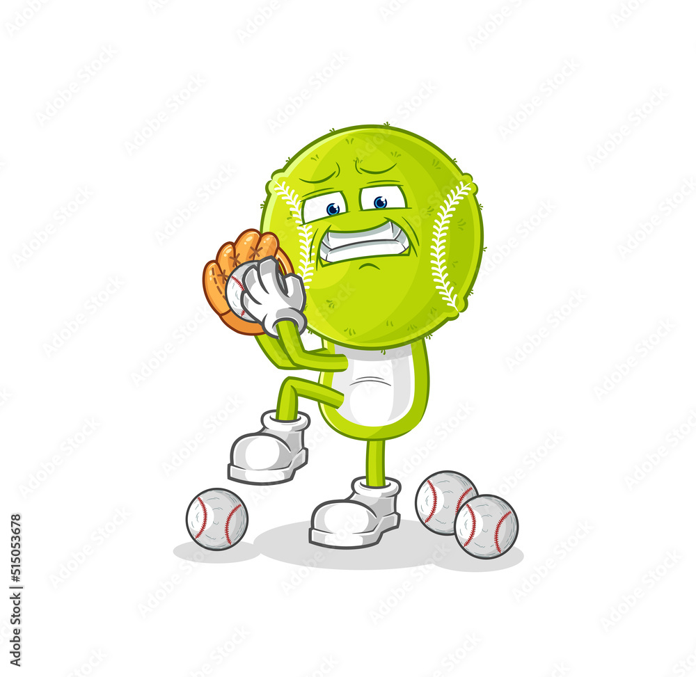 tennis ball baseball pitcher cartoon. cartoon mascot vector tennis ball baseball pitcher cartoon. cartoon mascot vector