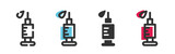 Syringes set. Vector black and colored syringe icons. Vector clipart isolated on white background.