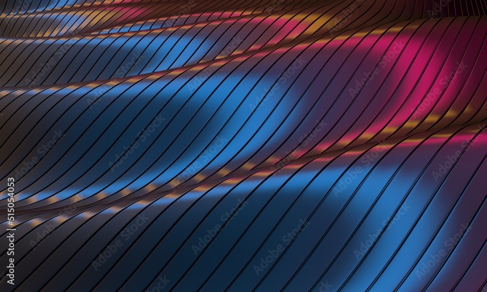 Obraz premium Colorful striped abstract waves shiny background