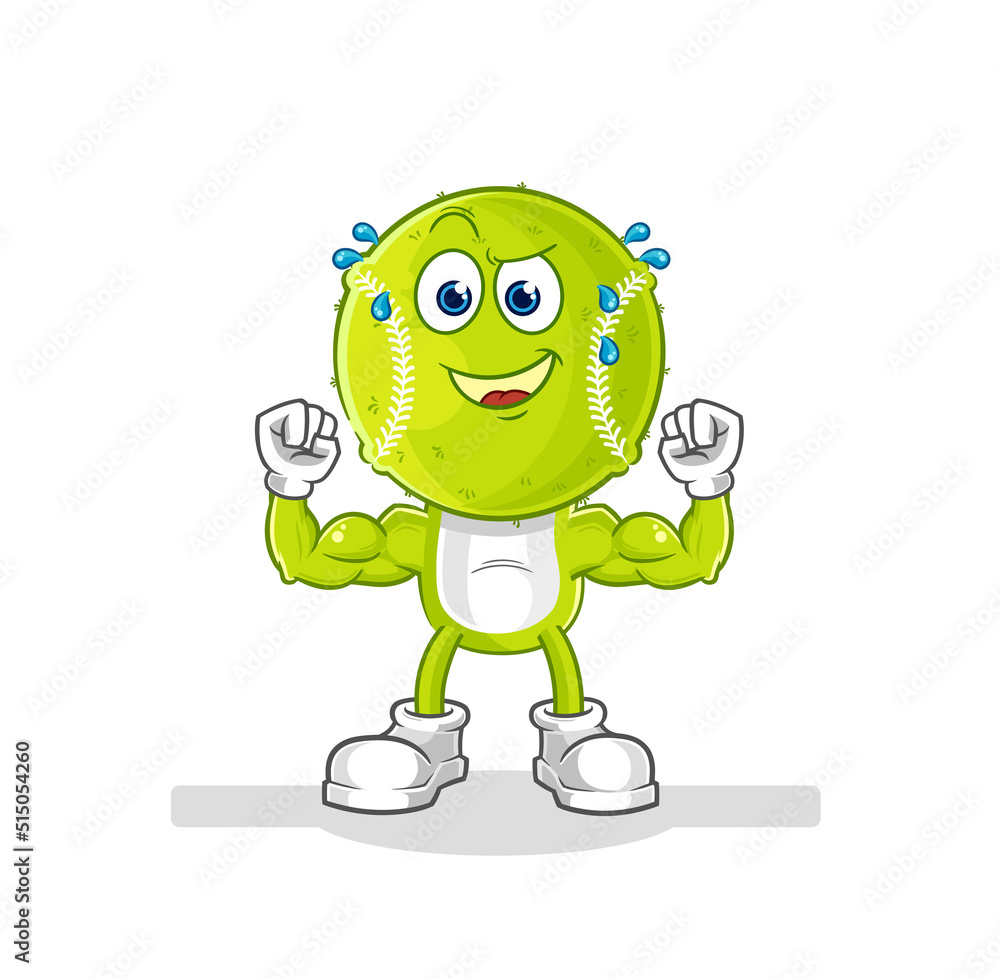 tennis ball muscular cartoon. cartoon mascot vector tennis ball muscular cartoon. cartoon mascot vector