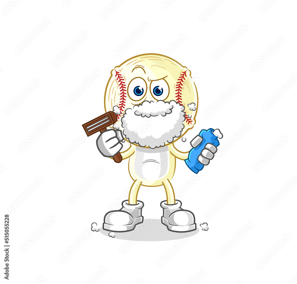 baseball head shave facial hair vector. cartoon character