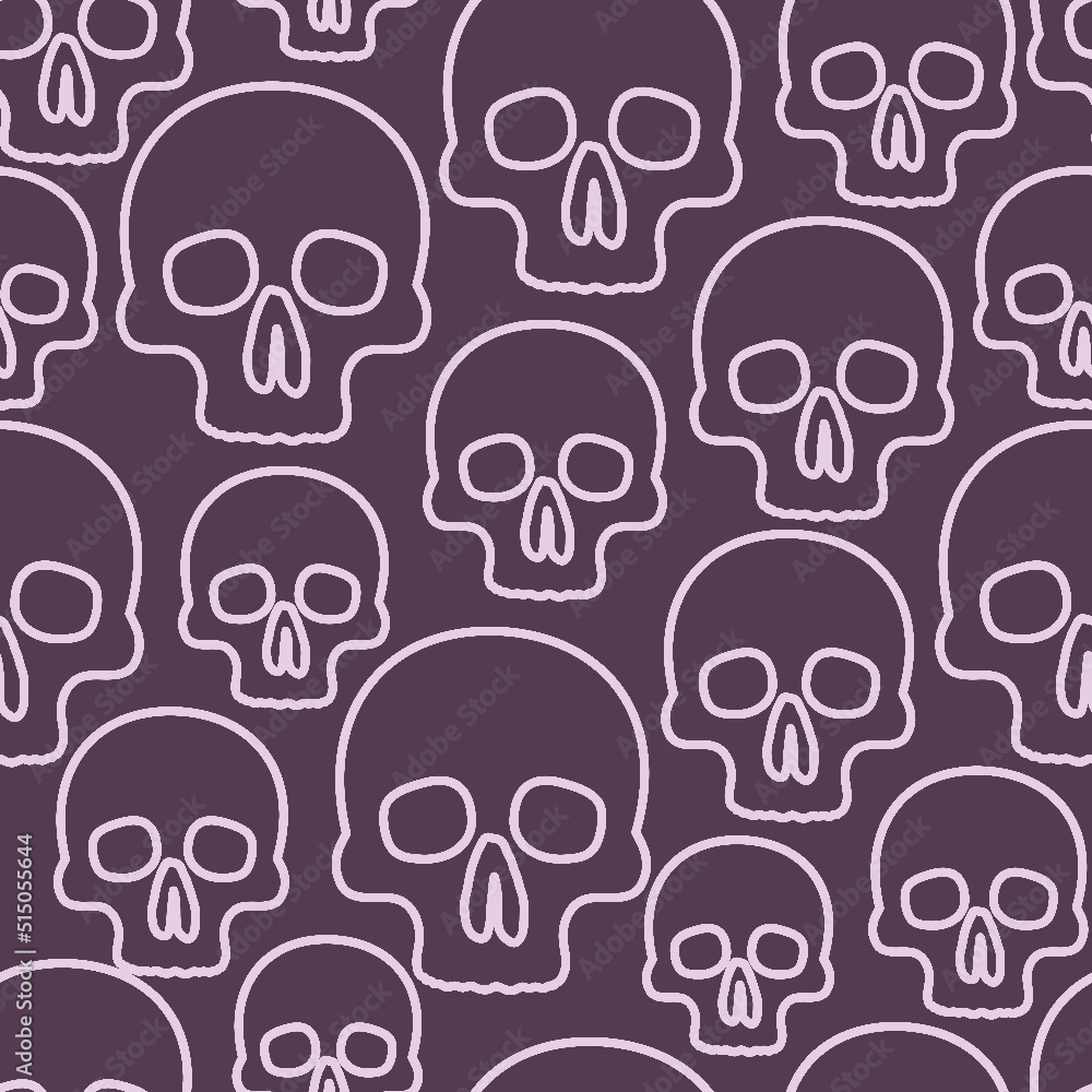 Outlined Light Purple Skulls Seamless Repeat Design Outlined Light Purple Skulls Seamless Repeat Design