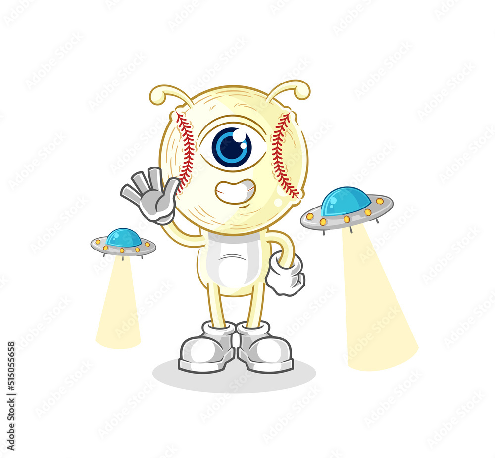 Obraz premium baseball head alien cartoon mascot vector