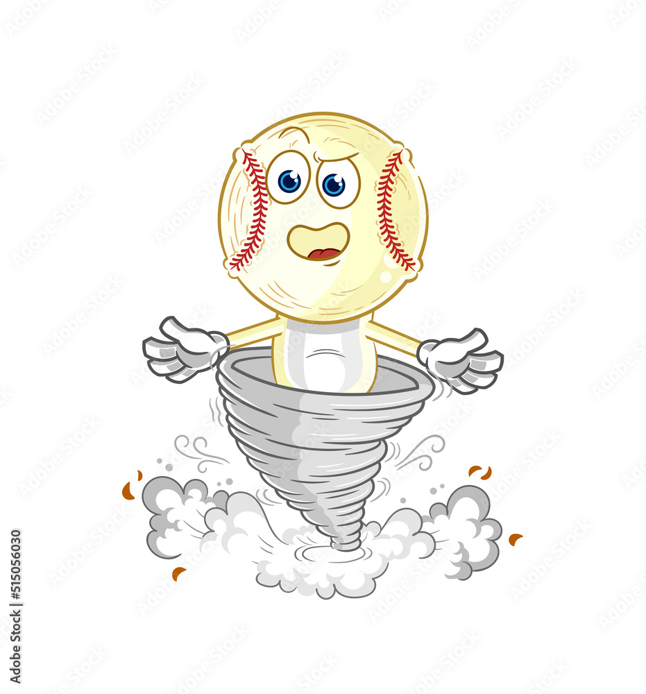Fotografie baseball head in the tornado cartoon character vector