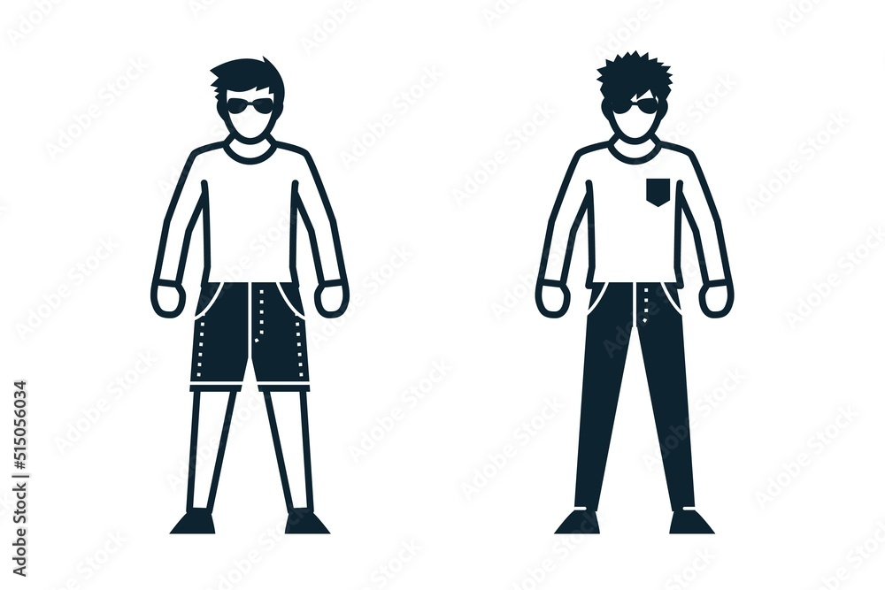 People, Man, Fashion, Clothing icons with White Background People, Man, Fashion, Clothing icons with White Background