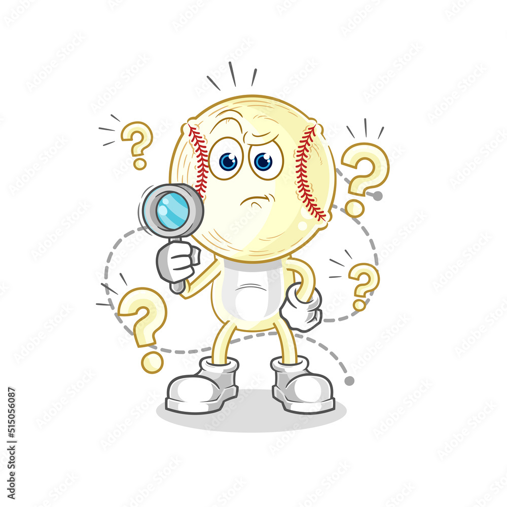 baseball head searching illustration. character vector baseball head searching illustration. character vector